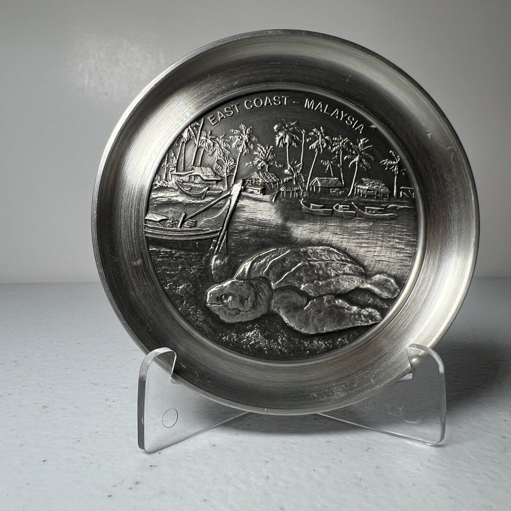 Vintage Royal Selangor Pewter East Coast Malaysia Sea Turtle Coaster Dish